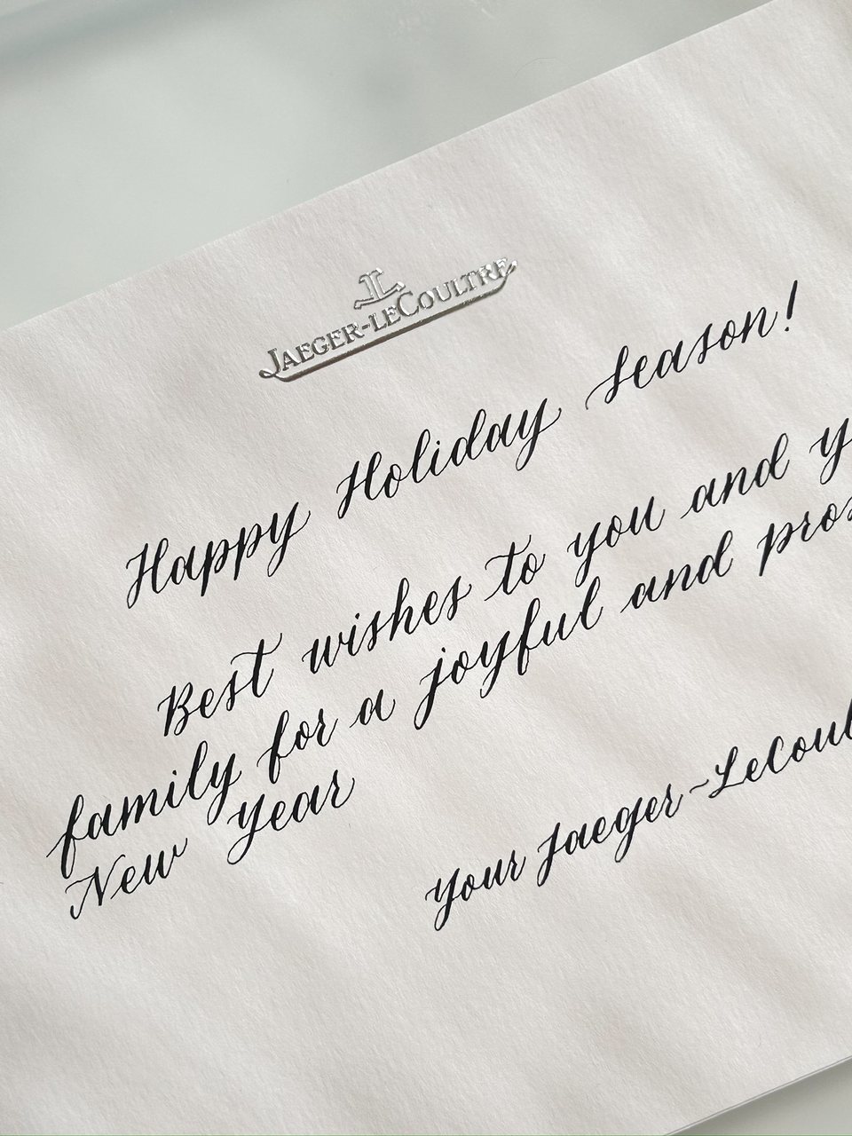 Calligraphy on Jaeger-LeCoultre Holiday Season card
